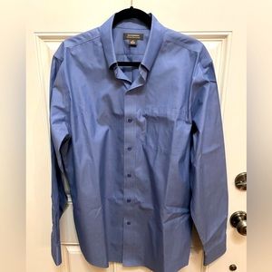 💙Mens Denver Hayes Large Never Iron Size (fits small) Blue Long Sleeve Shirt